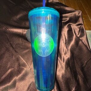 Starbucks Turquoise Blue Green Kaleidoscope Venti Tumbler 24oz with Dome Lid